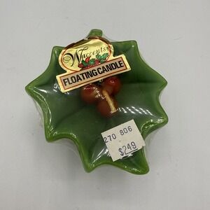 Vintage Waccents Green & Red Floating Candle Holy Hollyberry Scent NWT #806